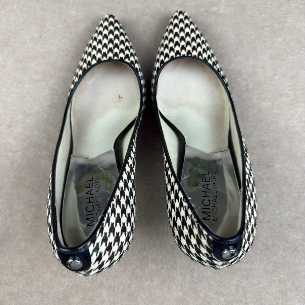 Michael Kors Heels Womens 9M Black White Houndstooth Dorothy MK-Flex Mid Pump - Picture 3 of 10